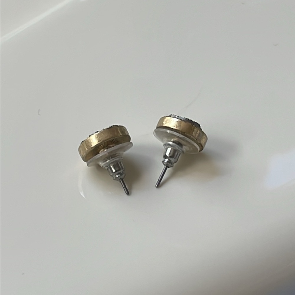 Gunmetal Gray Stud Earrings - Picture 7 of 7